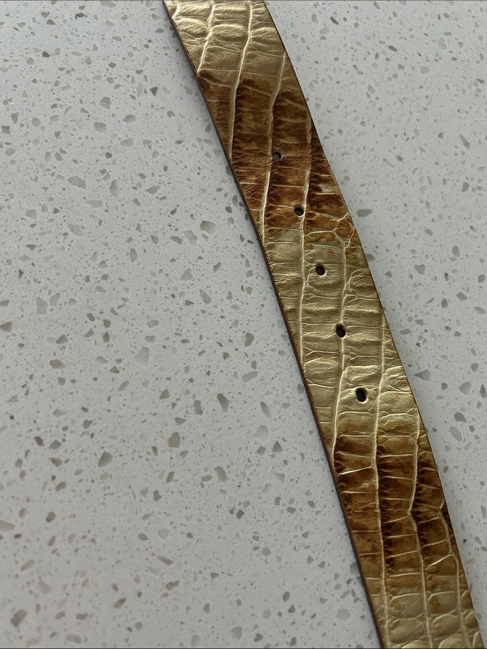Gold Floral Crystal Oval Buckle Croc-Embossed Women's Belt - Picture 4 of 14